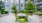a table and chairs outside a building